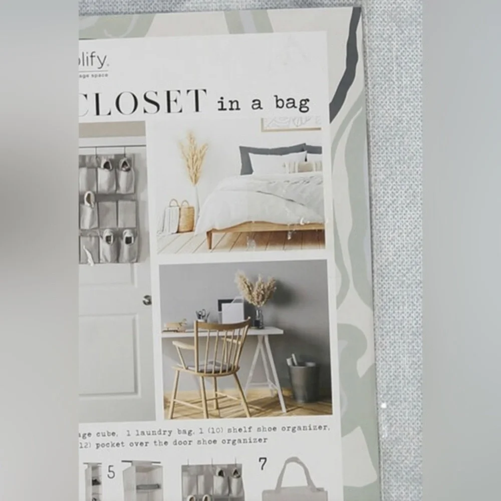 7 Piece‎ gray fabric Dream Closet in a bag organizer Set new